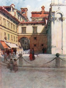 Piazza San Michele, Lucca (lithographie couleur)