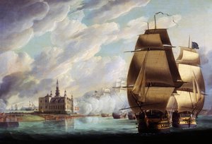 Nelson forçant le passage du détroit, 30 mars 1801, avant la bataille de Copenhague