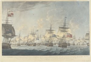 Bataille de Camperdown (1797) : attaque par la flotte britannique - Robert Dodd