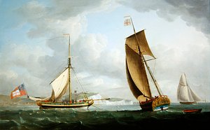 Le yacht de Trinity House en deux positions au large de Douvres - Robert Dodd