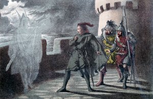 Hamlet voyant le fantôme de son père sur les remparts du château d