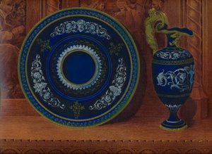 Aiguière en porcelaine et plateau, 1863