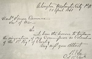 Lettre de démission de Robert E. Lee de l