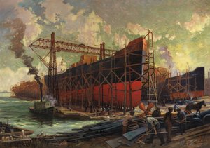 Construction navale à Ashbridges Bay, Toronto, 1918