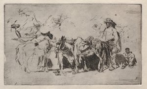Hommes et ânes, Rome, 1880