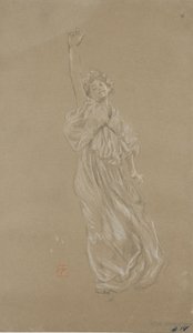 Étude de figure féminine drapée debout, pour la fresque Moods to Music - Robert Frederick Blum