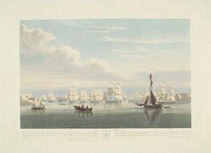 Départ de douze navires marchands néerlandais du port de Portsmouth, 1833 (plaque 1) - Robert Havell (II)