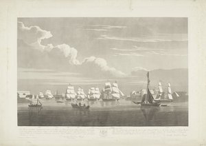 Départ de douze navires marchands néerlandais du port de Portsmouth, 1833 (plaque 1) - Robert Havell (II)