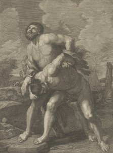 Hercule portant une peau de lion et combattant Achéloos, un paysage en arrière-plan, vers 1713-72 - Robert Hecquet
