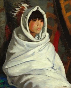 Fille indienne en couverture blanche - Robert Henri