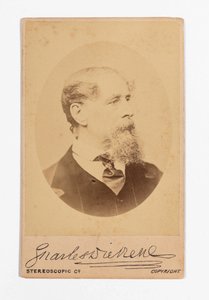 Carte de visite de Charles Dickens avec signature de Dickens - Robert Hindry Mason