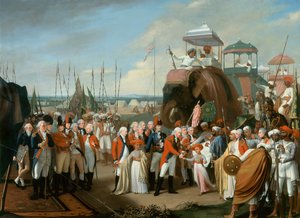 La réception des princes otages de Mysore par le lieutenant général Lord Cornwallis (1738-1805) vers 1793