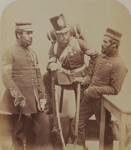 Sergents de couleur J. Stanton, Kester Knight et W. Bruce, Royal Sappers and Miners, 1856 - Robert Howlett