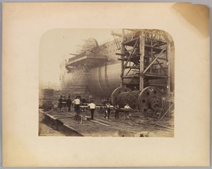 Hommes au travail à côté des chaînes de lancement du "Great Eastern" - Robert Howlett