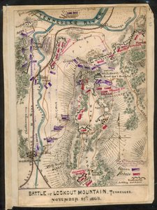 Bataille de Lookout Mountain, Tennessee 24 novembre 1863. LOC gvhs01.vhs00173 - Robert Knox Sneden