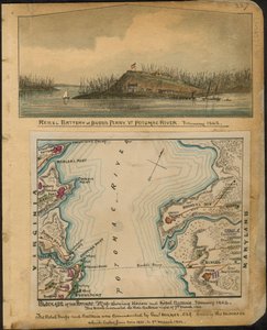 Blocus du Potomac. Carte montrant les batteries de l