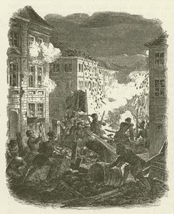 Combats à une barricade devant l