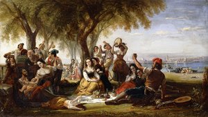 Une scène de fête, sur le Lido, près de Venise