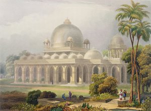 Le Roza à Mehmoodabad à Guzerat, ou le Tombeau du Vizir du Sultan Mehmood, du Volume II de Scenery, Costumes and Architecture of India, gravé par John Willis et Charles B