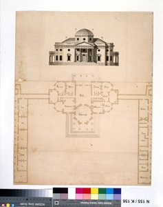 Monticello : 2ème version (plan et élévation ouest)