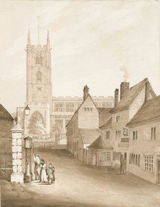 Wolverhampton - Église St. Peter: dessin sépia, 1838 - Robert Noyes