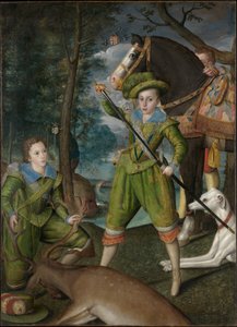 Henri Frédéric (1594-1612), Prince de Galles, avec Sir John Harington (1592-1614), dans le champ de chasse