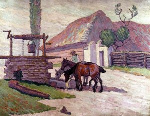 Chevaux buvant - Robert Polhill Bevan