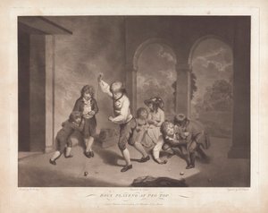 Garçons jouant au toupie