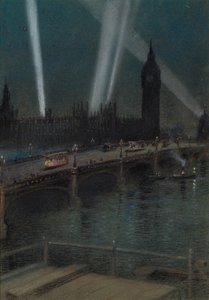 Projecteurs de guerre sur le pont de Westminster - Robert Randoll