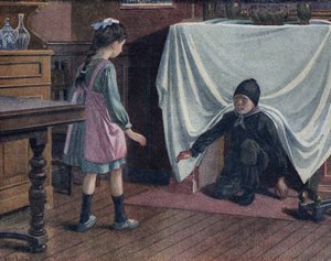 Un jeune ramoneur couvert de suie sort de la cheminée couvert d