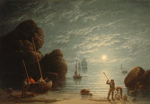 Scène côtière au clair de lune - Robert Salmon