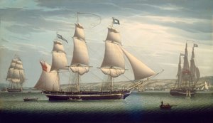 Le navire "Favorite" manœuvrant au large de Greenock - Robert Salmon
