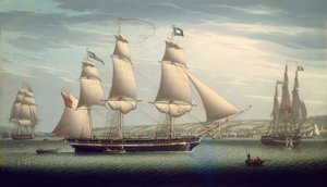 Le navire Favorite manœuvrant au large de Greenock, 1819