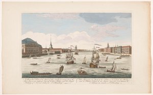 Vue de la rivière Neva à Saint-Pétersbourg, vue en descendant le fleuve