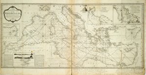 Nouvelle et précise carte de la mer Méditerranée des relevés les plus récents, déterminée et régulée par des observations astronomiques - Robert Sayer