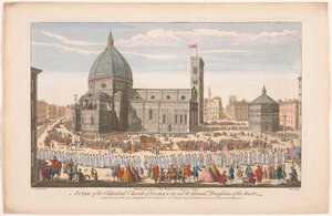 Vue de la cathédrale de Florence avec une procession le jour du Sacrement (Florence)