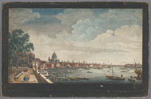Vue du pont de Londres sur la Tamise à Londres depuis le jardin de Somerset House (Londres) - Robert Sayer