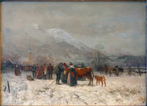 Marché aux bestiaux en hiver à Mittenwald