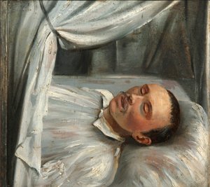Poète Mikhaïl Lermontov 1814-1841 sur son lit de mort, 1841 - Robert Schwede