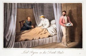 Lord Byron sur son lit de mort, pub. 1825 - Robert Seymour