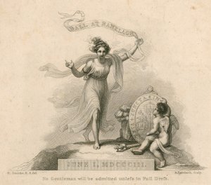Invitation à un bal aux jardins de Ranelagh, Millbank, Londres, 1er juin 1803