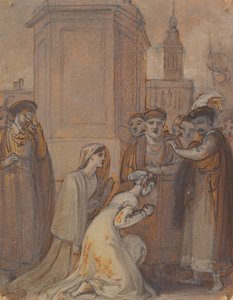 Isabella et Mariana agenouillées devant le duc