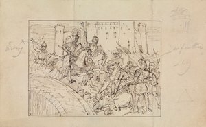 Étude de chevaliers en armure en bataille avec des chevaux - Robert Smirke