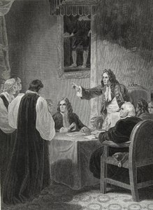 Les évêques devant le Conseil privé, 1688, gravé par George Noble, illustration de 