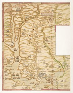 Une carte colorée du port de Plymouth, et du pays jusqu