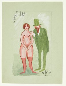 Dame rose et homme vert