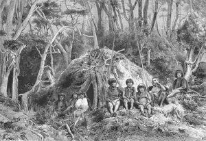 Fuegiens et leurs wigwams, vers 1885 - Robert Taylor Pritchett