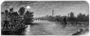 Pont de Putney et église au clair de lune, 1880 - Robert Taylor Pritchett