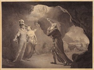 Prospero, Ferdinand et Miranda. De "La Tempête" de William Shakespeare, acte 4, scène 1