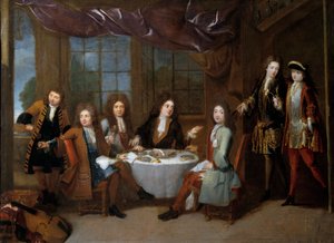 Petit déjeuner au jambon. Hommes de la noblesse partageant un dîner de charcuterie - Robert Tournieres